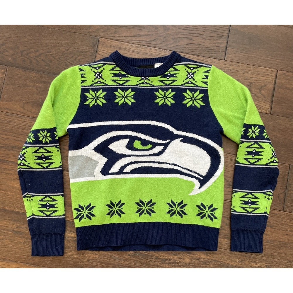 NFL youth‎ 10/12 Vibrant Green and Blue Crewneck Sweater Seattle Seahawks